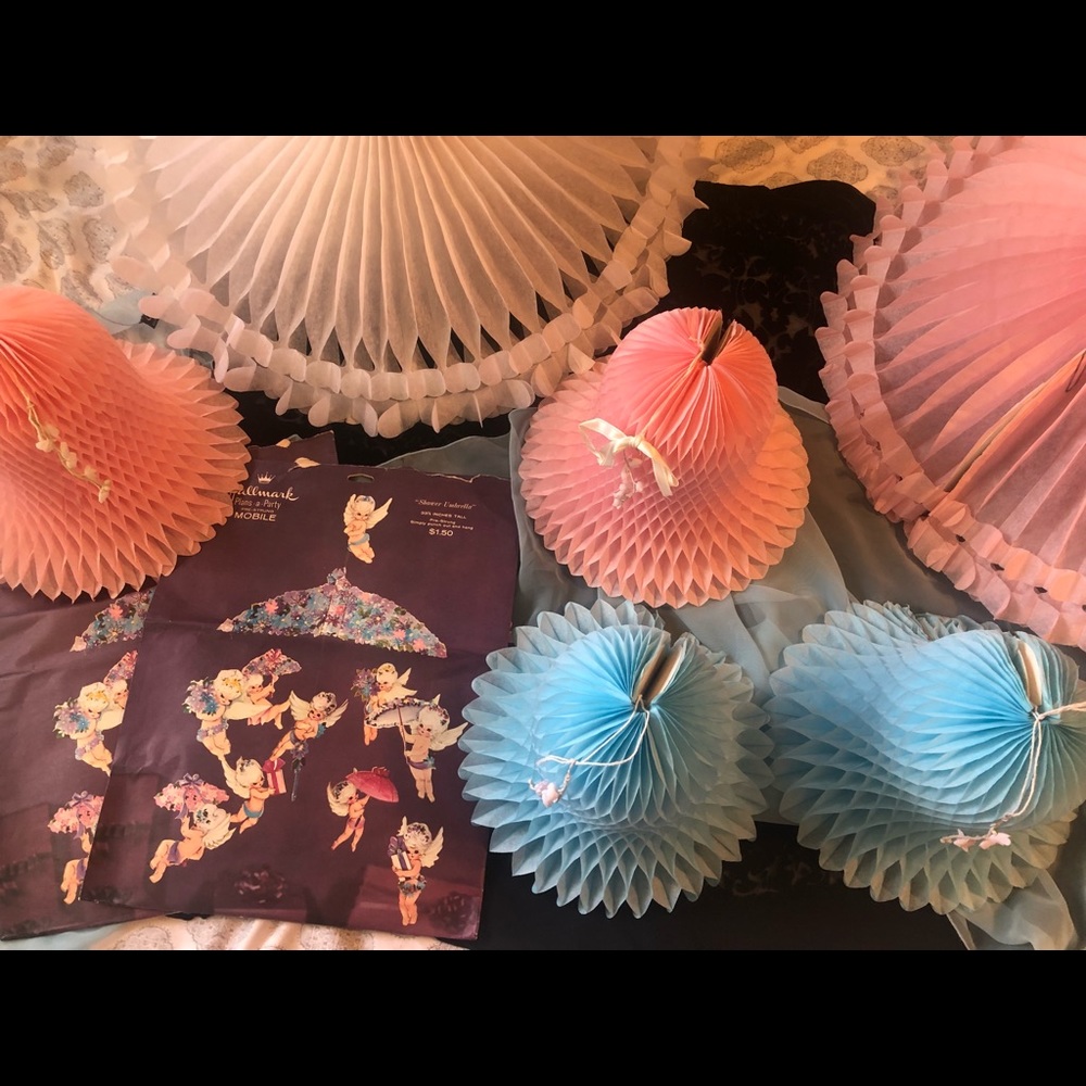 Vintage baby shower decorations.